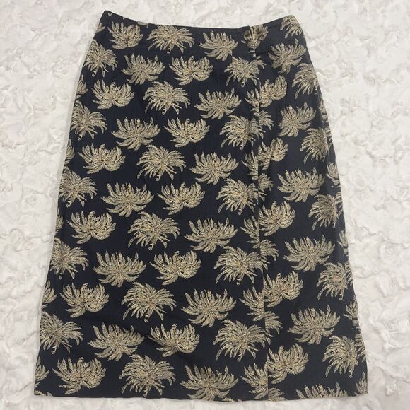 Vintage Ruff Hewn Wrap Skirt S 16w Blue Tropical Leaf Design 100% Cotton READ - Picture 1 of 9